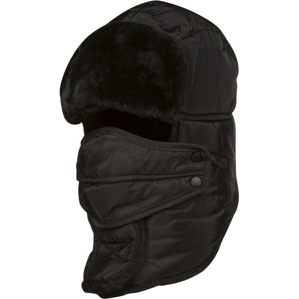 Sakkas Dab Unisex Faux Fur Chin Strap Removable Face Mask Winter Cold Trooper Hat